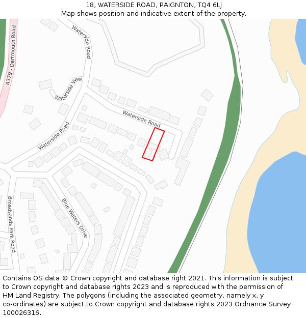 18, WATERSIDE ROAD, PAIGNTON, TQ4 6LJ: Location map and indicative extent of plot