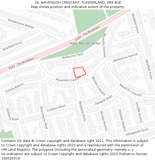 18, WAVENDON CRESCENT, SUNDERLAND, SR4 8LW: Location map and indicative extent of plot