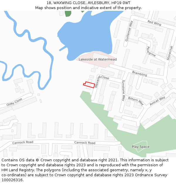 18, WAXWING CLOSE, AYLESBURY, HP19 0WT: Location map and indicative extent of plot