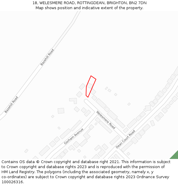 18, WELESMERE ROAD, ROTTINGDEAN, BRIGHTON, BN2 7DN: Location map and indicative extent of plot