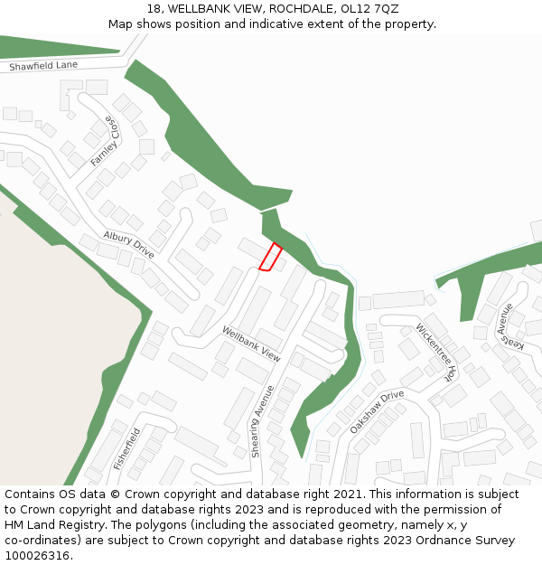 18, WELLBANK VIEW, ROCHDALE, OL12 7QZ: Location map and indicative extent of plot