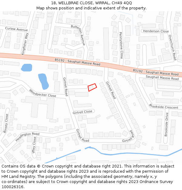 18, WELLBRAE CLOSE, WIRRAL, CH49 4QQ: Location map and indicative extent of plot
