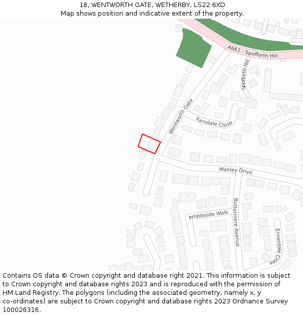 18, WENTWORTH GATE, WETHERBY, LS22 6XD: Location map and indicative extent of plot