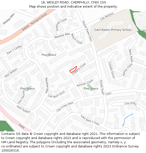 18, WESLEY ROAD, CAERPHILLY, CF83 1SS: Location map and indicative extent of plot