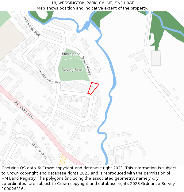 18, WESSINGTON PARK, CALNE, SN11 0AT: Location map and indicative extent of plot