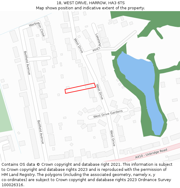 18, WEST DRIVE, HARROW, HA3 6TS: Location map and indicative extent of plot