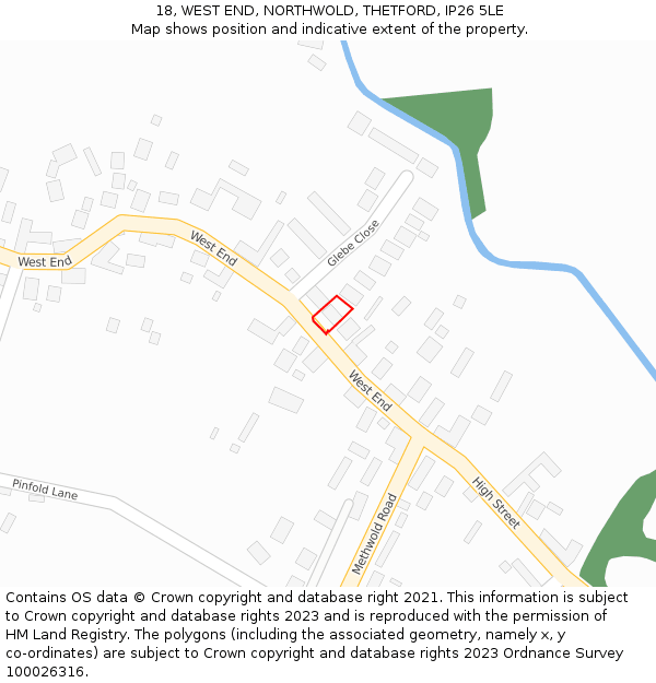 18, WEST END, NORTHWOLD, THETFORD, IP26 5LE: Location map and indicative extent of plot