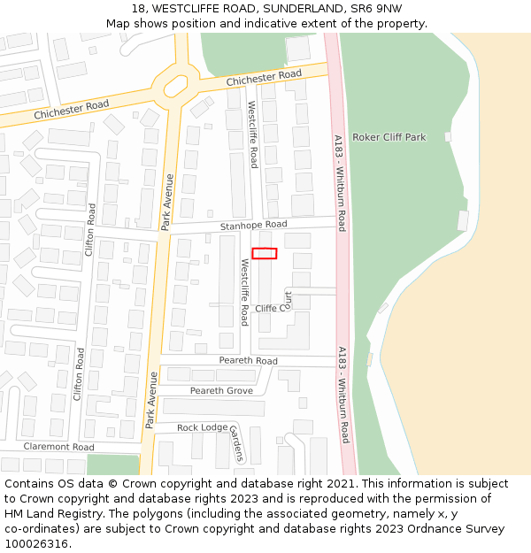 18, WESTCLIFFE ROAD, SUNDERLAND, SR6 9NW: Location map and indicative extent of plot