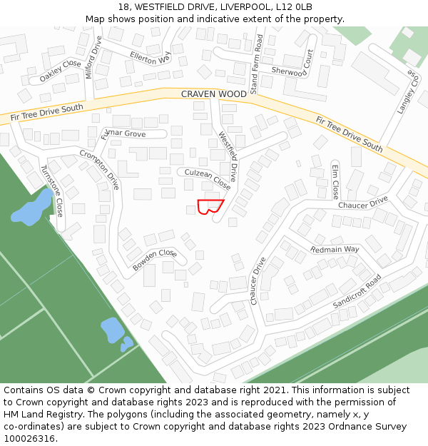 18, WESTFIELD DRIVE, LIVERPOOL, L12 0LB: Location map and indicative extent of plot