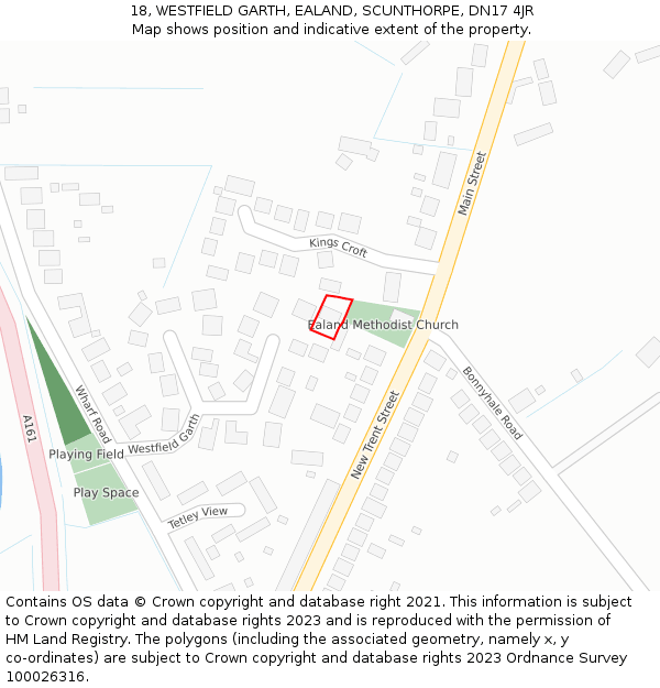 18, WESTFIELD GARTH, EALAND, SCUNTHORPE, DN17 4JR: Location map and indicative extent of plot