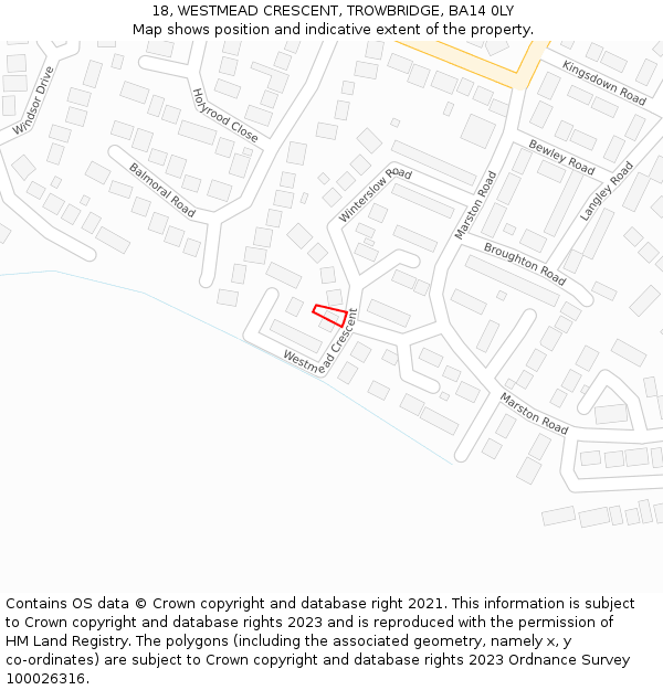 18, WESTMEAD CRESCENT, TROWBRIDGE, BA14 0LY: Location map and indicative extent of plot