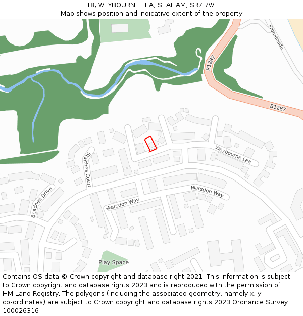 18, WEYBOURNE LEA, SEAHAM, SR7 7WE: Location map and indicative extent of plot