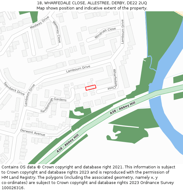 18, WHARFEDALE CLOSE, ALLESTREE, DERBY, DE22 2UQ: Location map and indicative extent of plot
