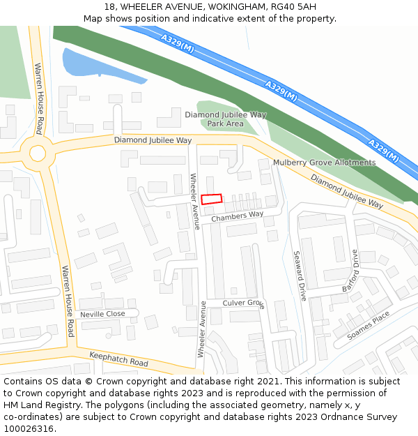 18, WHEELER AVENUE, WOKINGHAM, RG40 5AH: Location map and indicative extent of plot