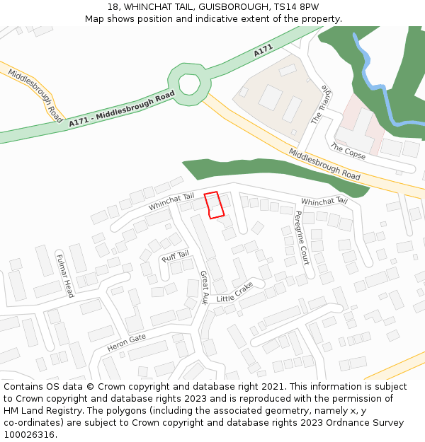 18, WHINCHAT TAIL, GUISBOROUGH, TS14 8PW: Location map and indicative extent of plot