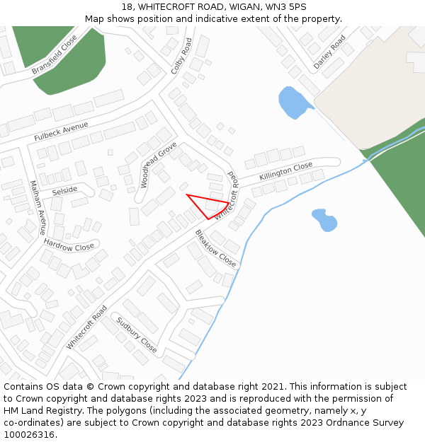 18, WHITECROFT ROAD, WIGAN, WN3 5PS: Location map and indicative extent of plot