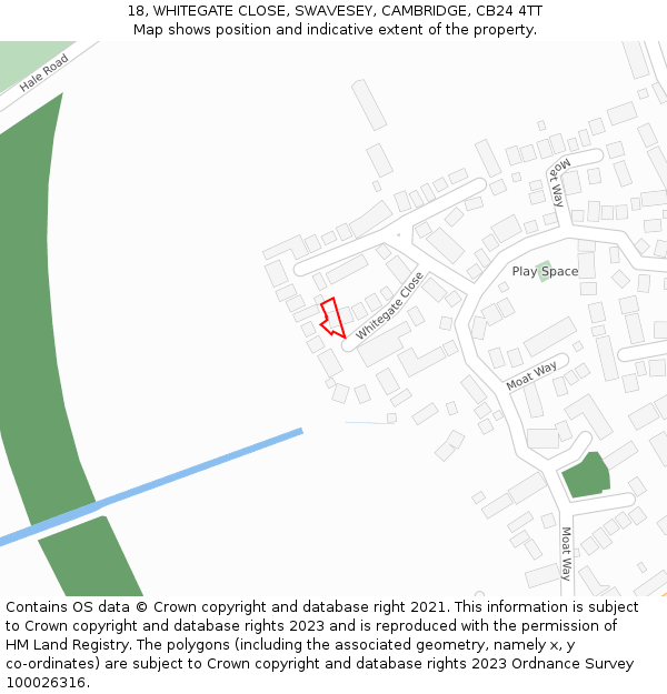18, WHITEGATE CLOSE, SWAVESEY, CAMBRIDGE, CB24 4TT: Location map and indicative extent of plot