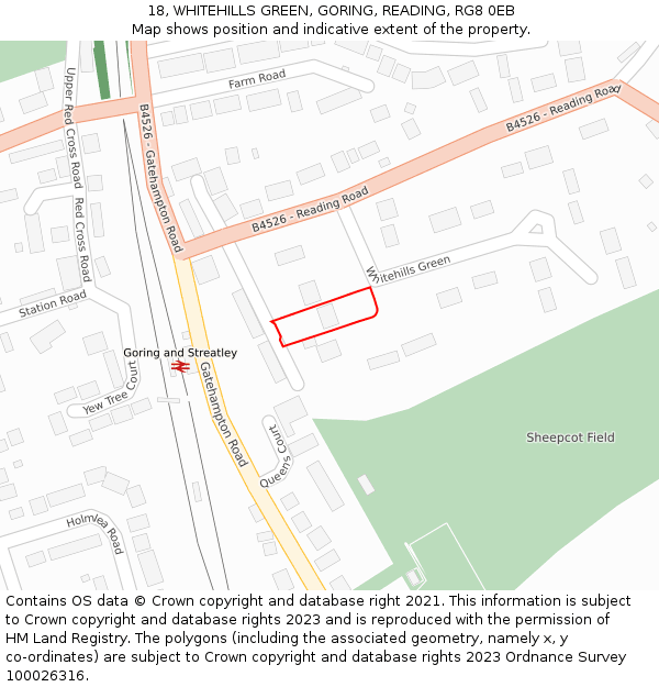 18, WHITEHILLS GREEN, GORING, READING, RG8 0EB: Location map and indicative extent of plot