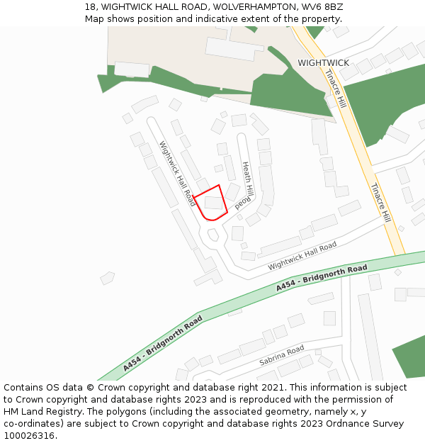 18, WIGHTWICK HALL ROAD, WOLVERHAMPTON, WV6 8BZ: Location map and indicative extent of plot