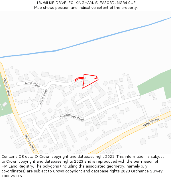 18, WILKIE DRIVE, FOLKINGHAM, SLEAFORD, NG34 0UE: Location map and indicative extent of plot