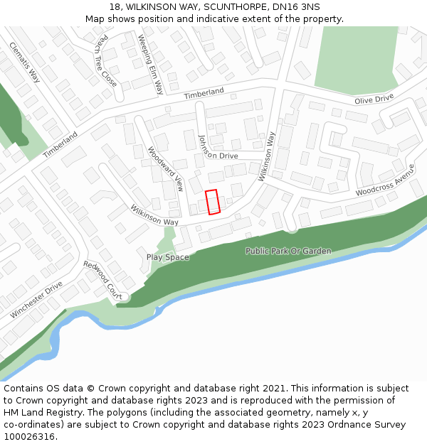 18, WILKINSON WAY, SCUNTHORPE, DN16 3NS: Location map and indicative extent of plot