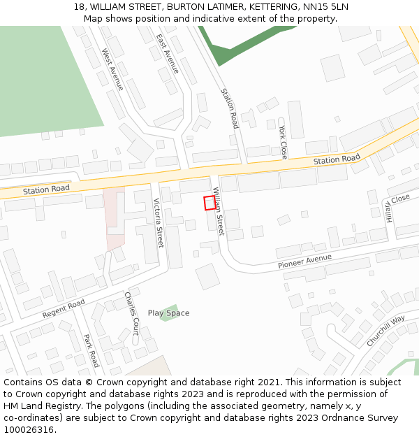 18, WILLIAM STREET, BURTON LATIMER, KETTERING, NN15 5LN: Location map and indicative extent of plot