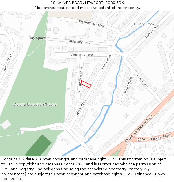 18, WILVER ROAD, NEWPORT, PO30 5DX: Location map and indicative extent of plot