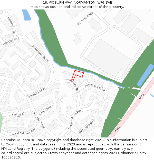 18, WOBURN WAY, NORMANTON, WF6 1WE: Location map and indicative extent of plot