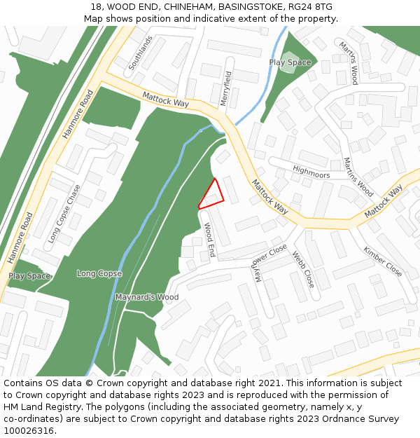 18, WOOD END, CHINEHAM, BASINGSTOKE, RG24 8TG: Location map and indicative extent of plot