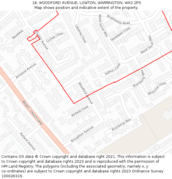 18, WOODFORD AVENUE, LOWTON, WARRINGTON, WA3 2PS: Location map and indicative extent of plot