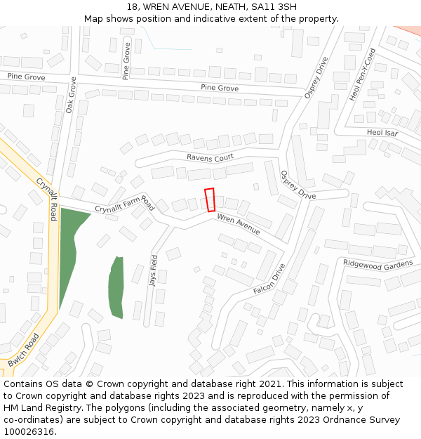 18, WREN AVENUE, NEATH, SA11 3SH: Location map and indicative extent of plot