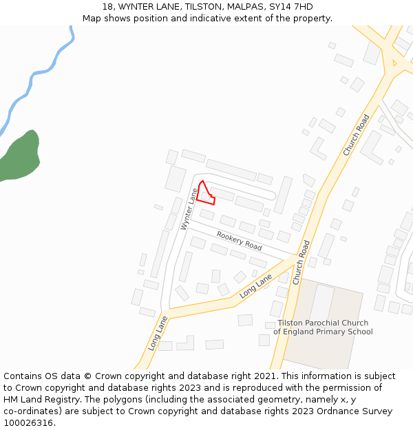 18, WYNTER LANE, TILSTON, MALPAS, SY14 7HD: Location map and indicative extent of plot