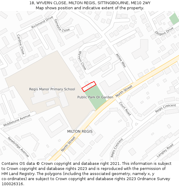 18, WYVERN CLOSE, MILTON REGIS, SITTINGBOURNE, ME10 2WY: Location map and indicative extent of plot