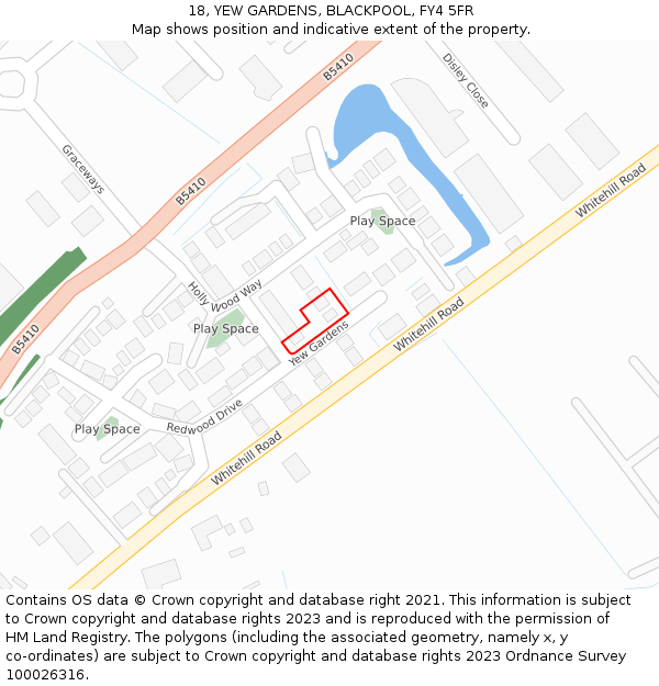 18, YEW GARDENS, BLACKPOOL, FY4 5FR: Location map and indicative extent of plot