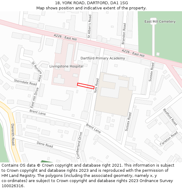 18, YORK ROAD, DARTFORD, DA1 1SG: Location map and indicative extent of plot