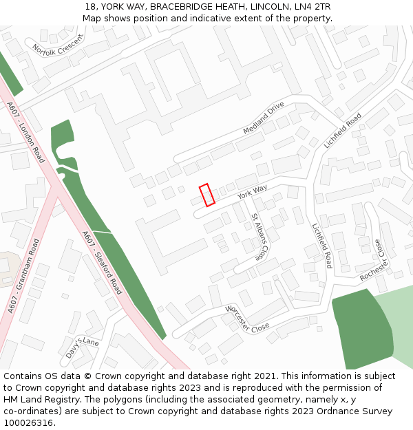 18, YORK WAY, BRACEBRIDGE HEATH, LINCOLN, LN4 2TR: Location map and indicative extent of plot