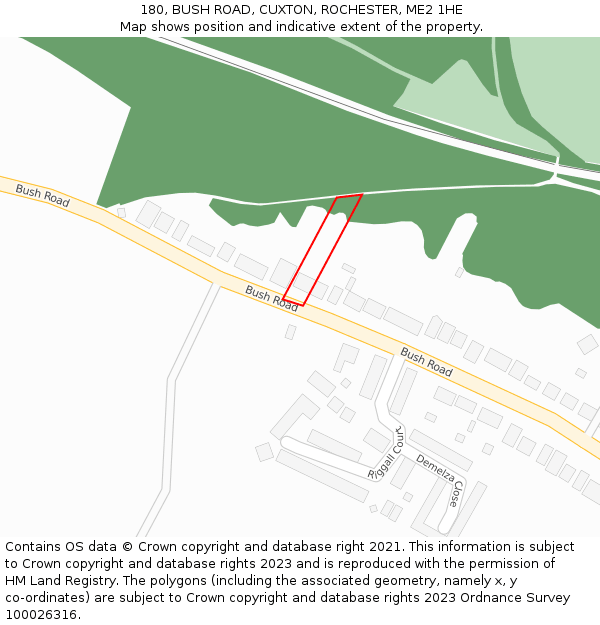 180, BUSH ROAD, CUXTON, ROCHESTER, ME2 1HE: Location map and indicative extent of plot