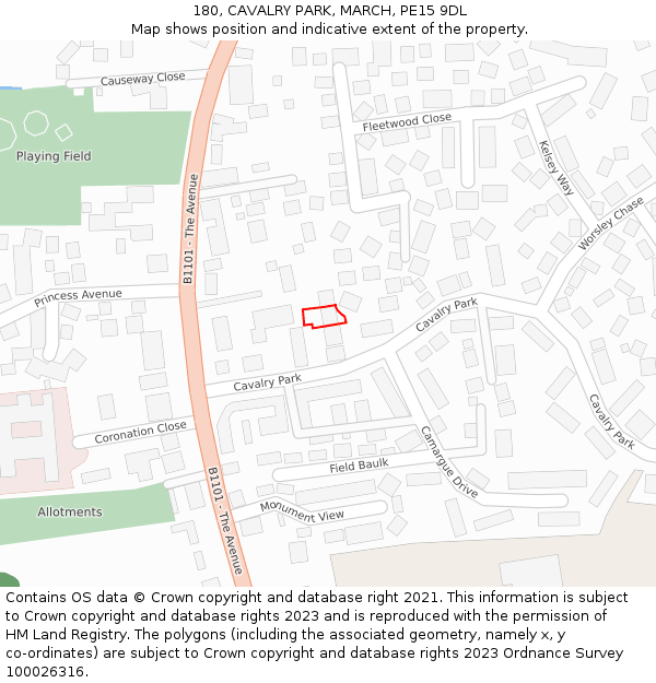 180, CAVALRY PARK, MARCH, PE15 9DL: Location map and indicative extent of plot