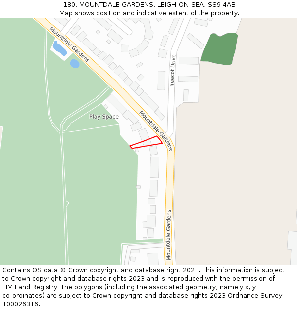 180, MOUNTDALE GARDENS, LEIGH-ON-SEA, SS9 4AB: Location map and indicative extent of plot