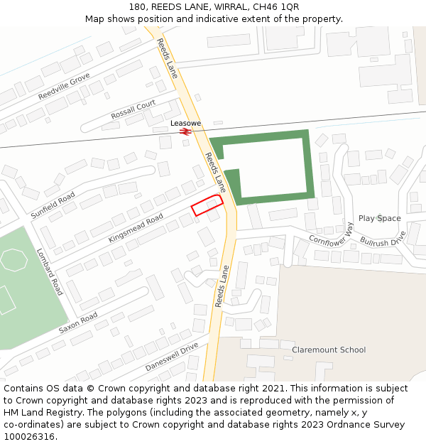 180, REEDS LANE, WIRRAL, CH46 1QR: Location map and indicative extent of plot