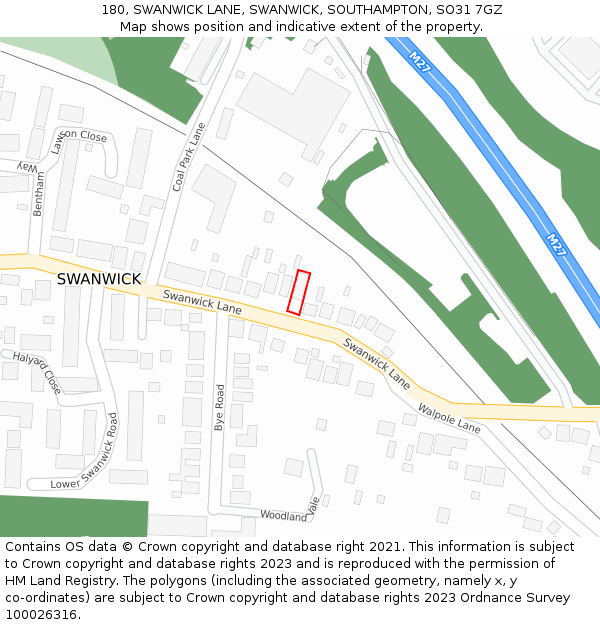 180, SWANWICK LANE, SWANWICK, SOUTHAMPTON, SO31 7GZ: Location map and indicative extent of plot