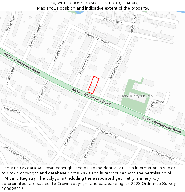 180, WHITECROSS ROAD, HEREFORD, HR4 0DJ: Location map and indicative extent of plot