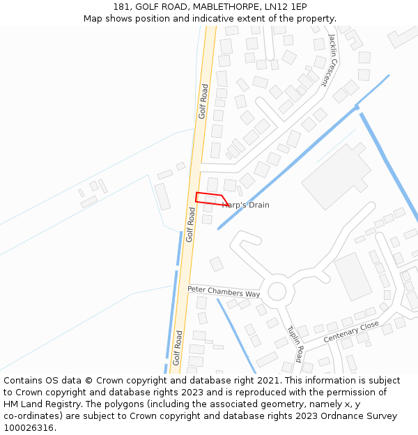 181, GOLF ROAD, MABLETHORPE, LN12 1EP: Location map and indicative extent of plot