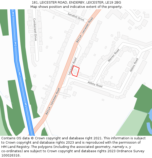 181, LEICESTER ROAD, ENDERBY, LEICESTER, LE19 2BG: Location map and indicative extent of plot