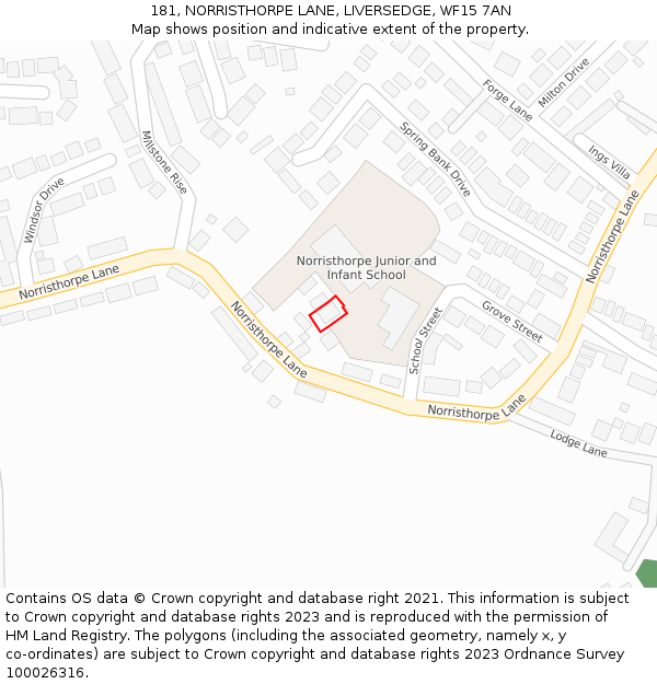 181, NORRISTHORPE LANE, LIVERSEDGE, WF15 7AN: Location map and indicative extent of plot