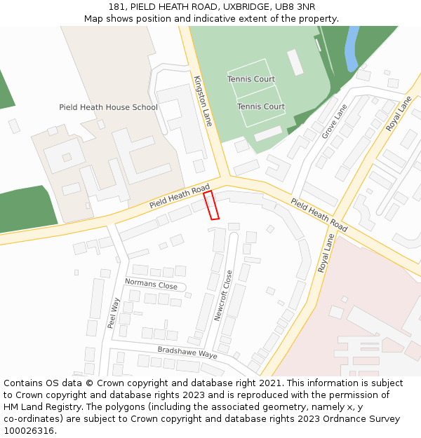 181, PIELD HEATH ROAD, UXBRIDGE, UB8 3NR: Location map and indicative extent of plot