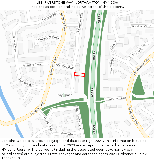 181, RIVERSTONE WAY, NORTHAMPTON, NN4 9QW: Location map and indicative extent of plot