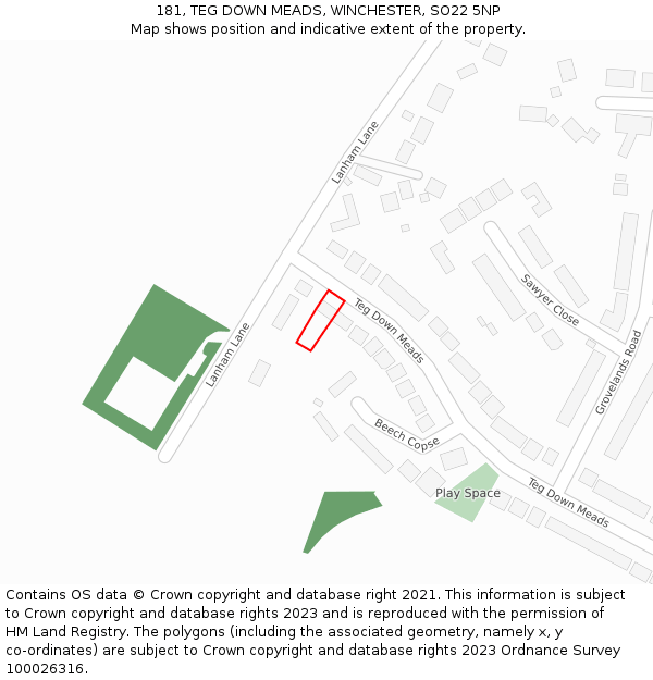 181, TEG DOWN MEADS, WINCHESTER, SO22 5NP: Location map and indicative extent of plot