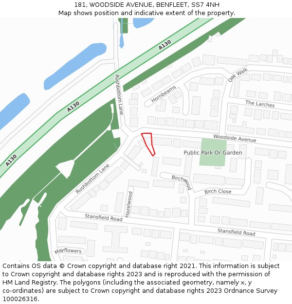 181, WOODSIDE AVENUE, BENFLEET, SS7 4NH: Location map and indicative extent of plot
