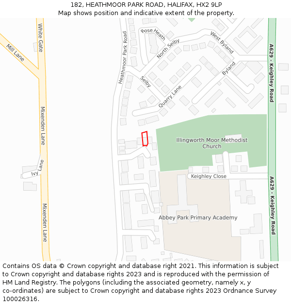 182, HEATHMOOR PARK ROAD, HALIFAX, HX2 9LP: Location map and indicative extent of plot